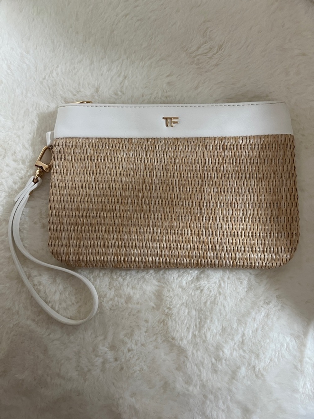 Tom Ford Raffia Leather Wristlet Clutch Cosmetic Bag GWP Novelty
